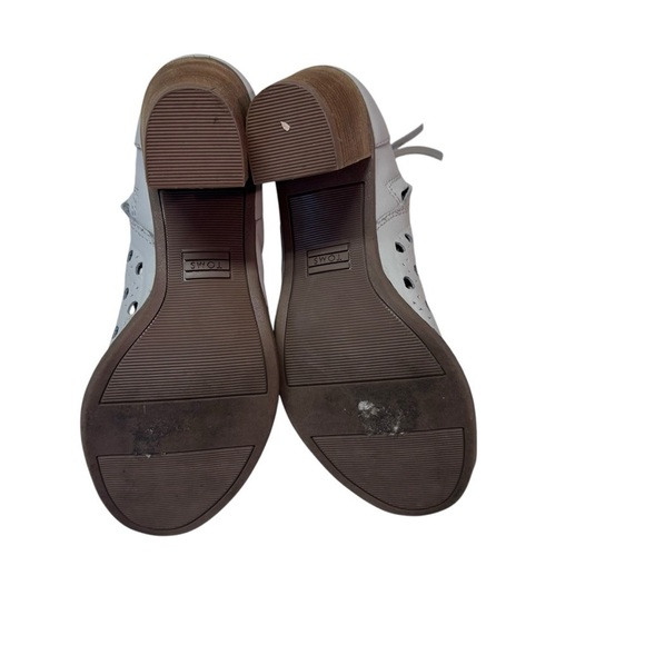 Toms Majorca Eyelet Leather Bootie Block Heel Peep Toe Sandal Dove Gray SZ 7W - Picture 6 of 7